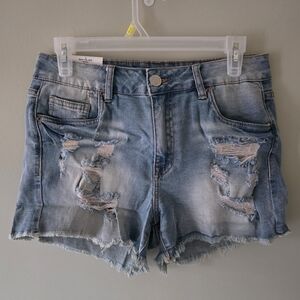 NWT SWS 9 Indie Sleeze Grunge Hippie Festival Hight Rise Cutt Off Denim Shorts